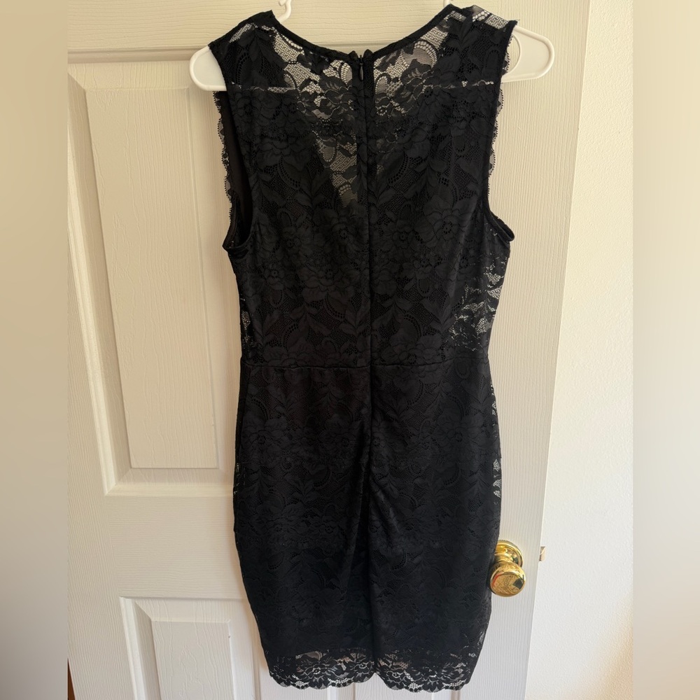 Guess Black Floral Lace Backless Dress